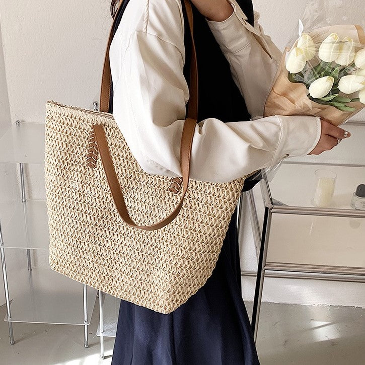 Vintage Large Woven Straw Shoulder Bag