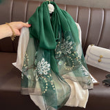 Embroidered Scarf Shawl Silk