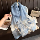 Embroidered Scarf Shawl Silk