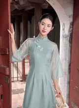 Floral Turquoise Ao Dai