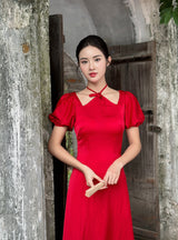 Red Silk Modernized Ao Dai