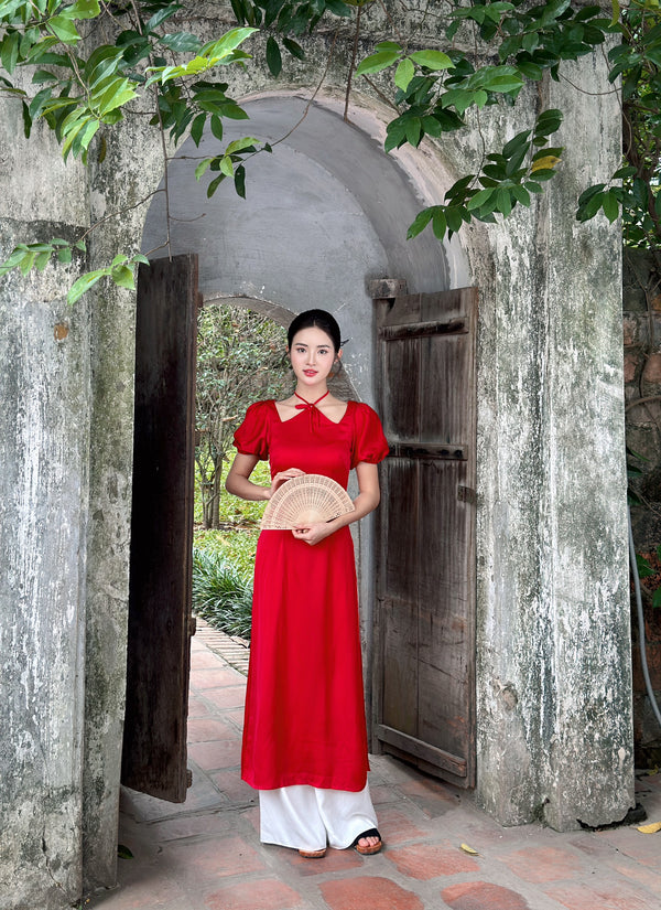 Red Silk Modernized Ao Dai