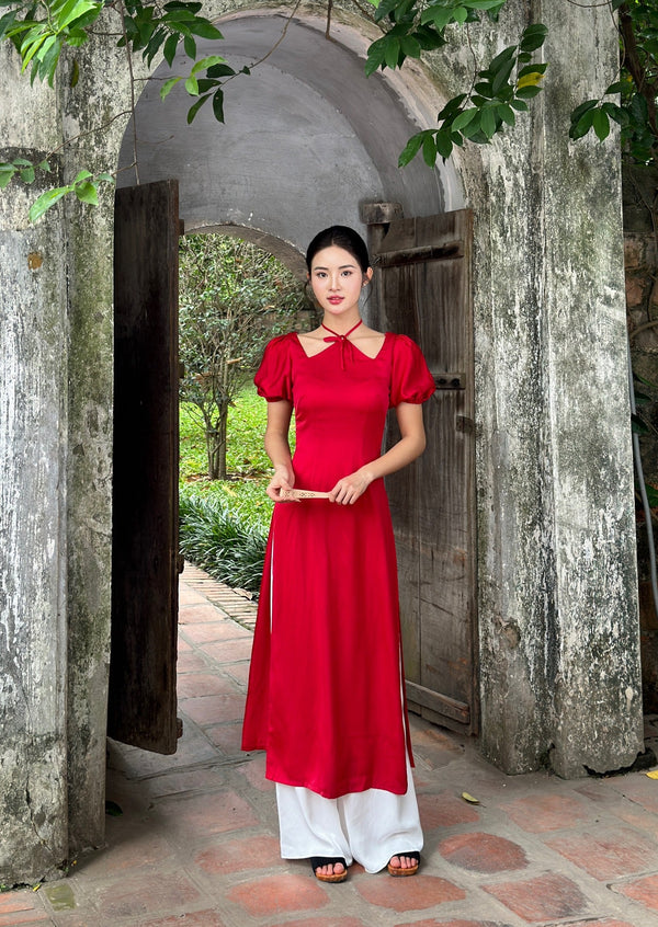 Red Silk Modernized Ao Dai